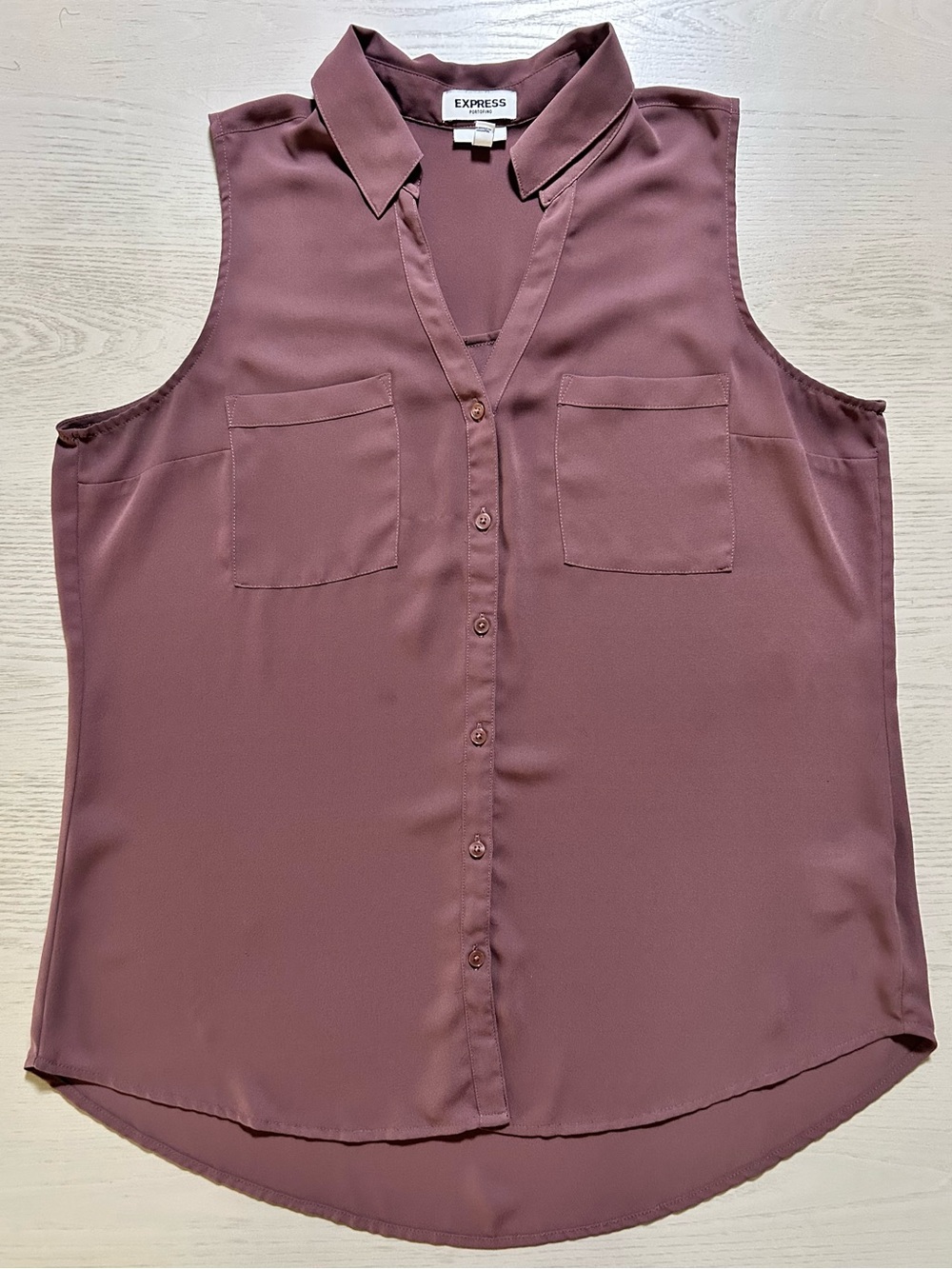 Express Sleeveless Portofino Shirt Dusty Mauve L Slim